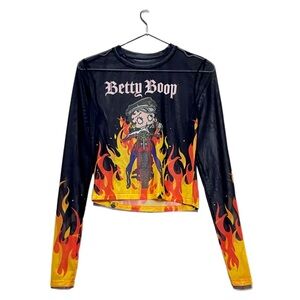 Betty Boop See Through Mesh Crop Top